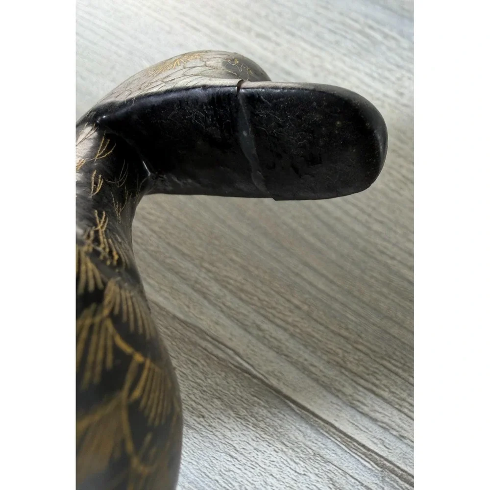 Vtg Duck Etched Lacquerware Trinket Box Container Hand Painted Thailand 5